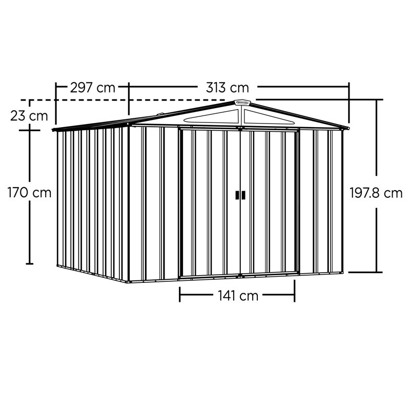  Arrow Classic Steel Storage Shed, Anthracite, 10 ft. W x 10 ft. D