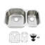 32" x 21" Undermount Stainless Steel Double Bowl Kitchen Sink-111909041