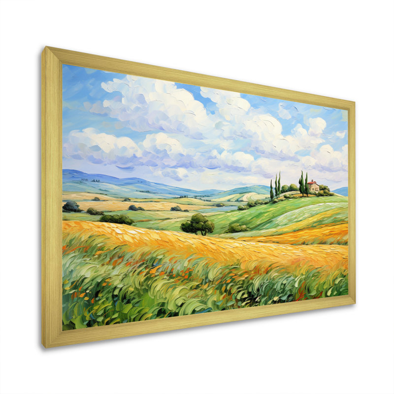 Van Gogh, reproduction d'art sur toile, "Rolling Hills I", H 34 po x l 44 po x P 1,5 po, Cadre doré