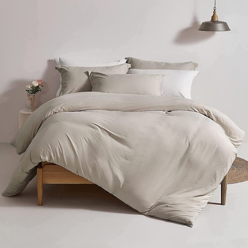 Solayne Washed Microfiber Duvet Cover Set, Soft Bedding with Zipper Closure and Corner Ties, Twin Duvet Cover + 1 Sham