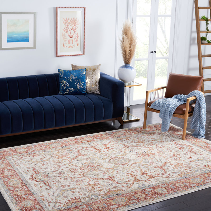 Tapis oriental ivoire / rouille, Rectangle 5 pi x 8 pi