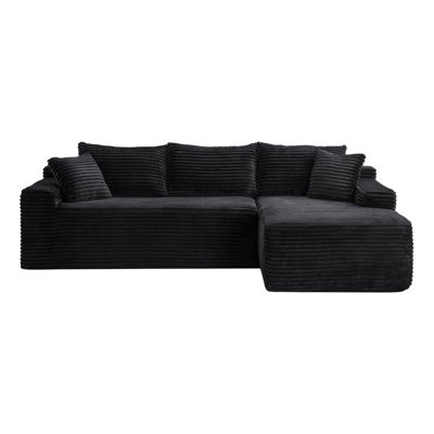 L-Shape Cloud Modular Sectional Sofa (Black)