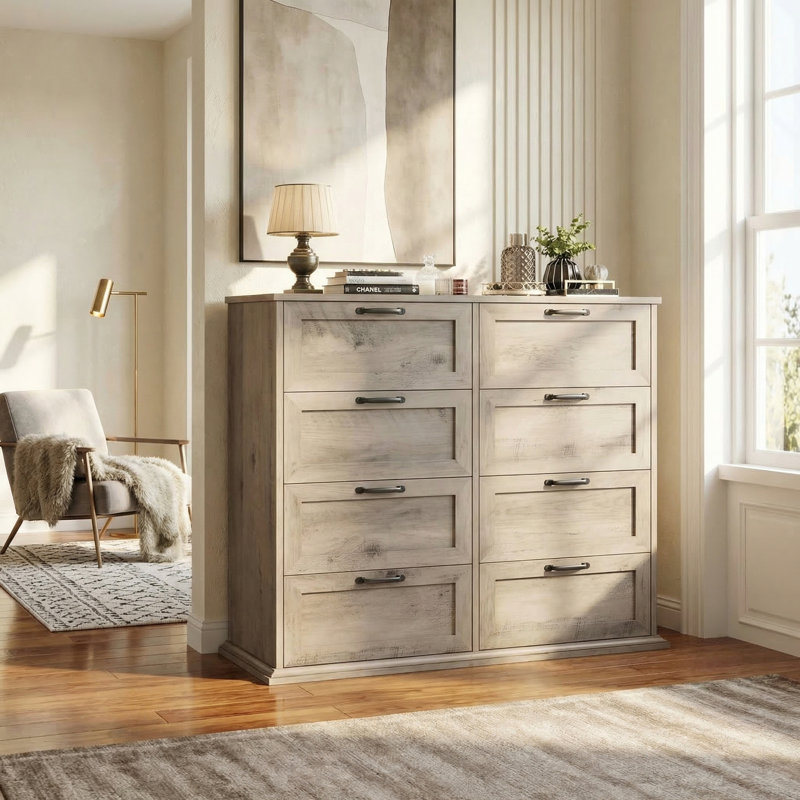 Commode double 8 tiroirs Ausherman, Gris