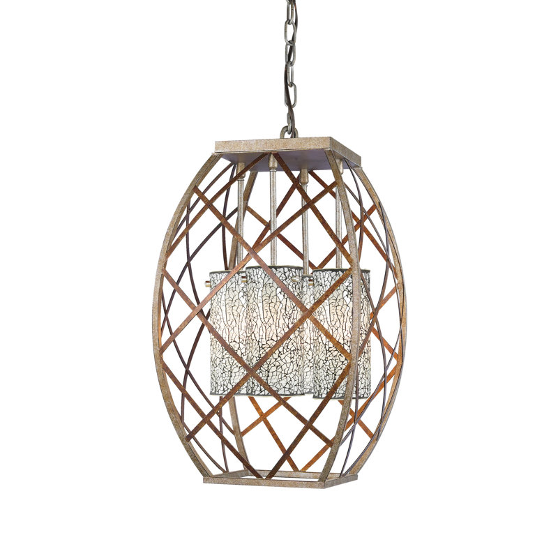 Lustre cylindrique à 4 lumières avec accents en cristal Braid, Blanc