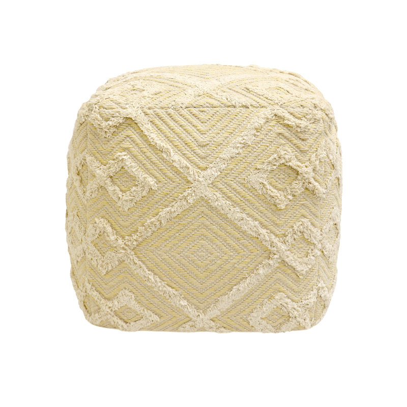 Grand Canyon 17" Yellow and Ivory Cotton Pouf