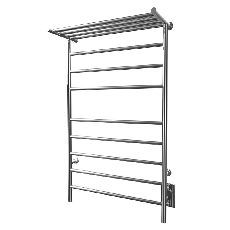 24" x 27 " Angle Steel Wall Mounted Electric Towel Warmer With Heated Shelf -  Chrome, Hardwired, Hardwired