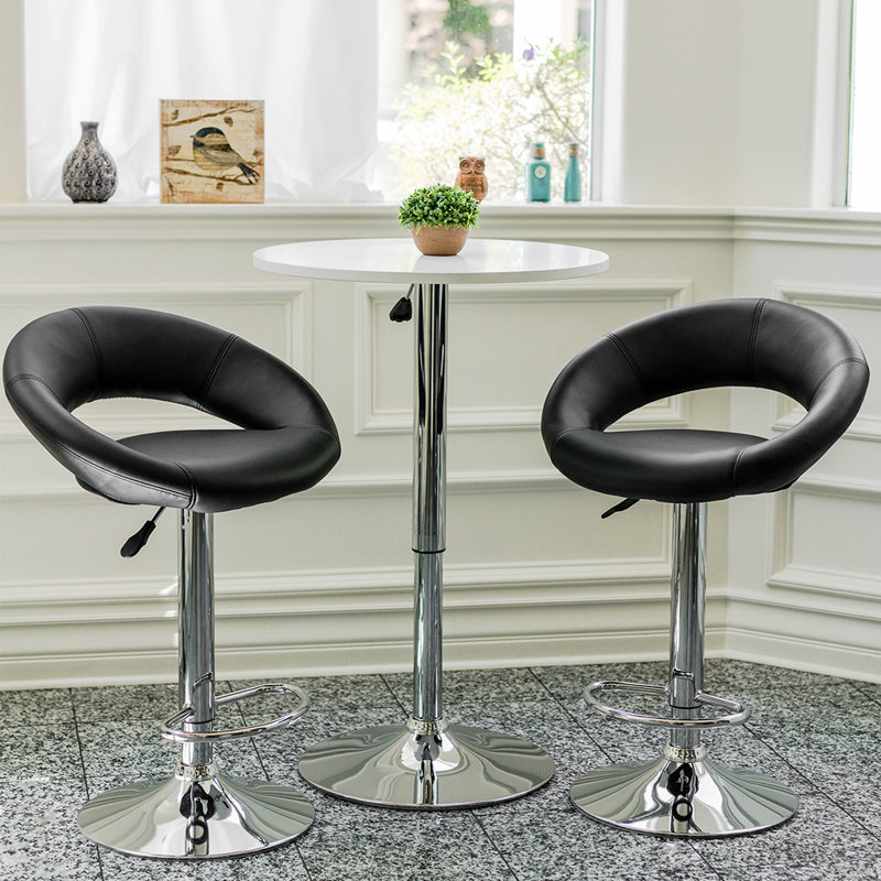 Mells Swivel Upholstered Adjustable Height Counter Stool with Metal Frame, Black