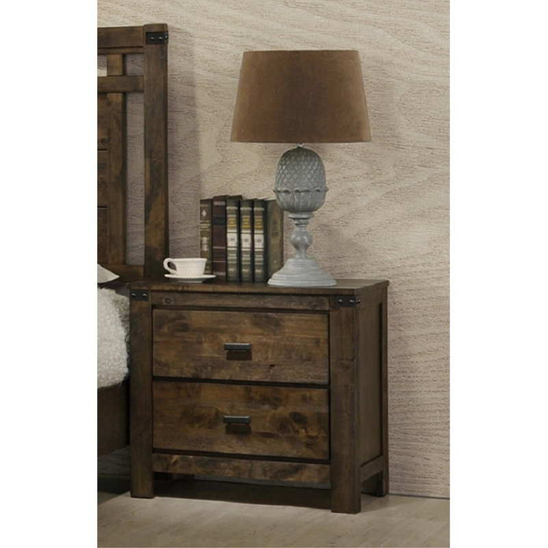 Table de chevet à deux tiroirs, table de bout en bois pour chambre