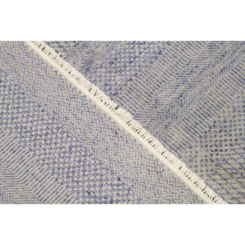 Hand-Knotted High-Quality Silver and Teal Area Rug