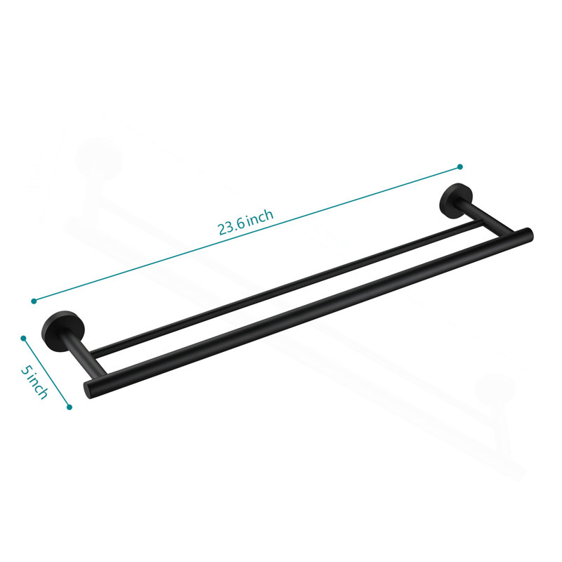 Porte-serviettes mural 23,6 po, Noir mat