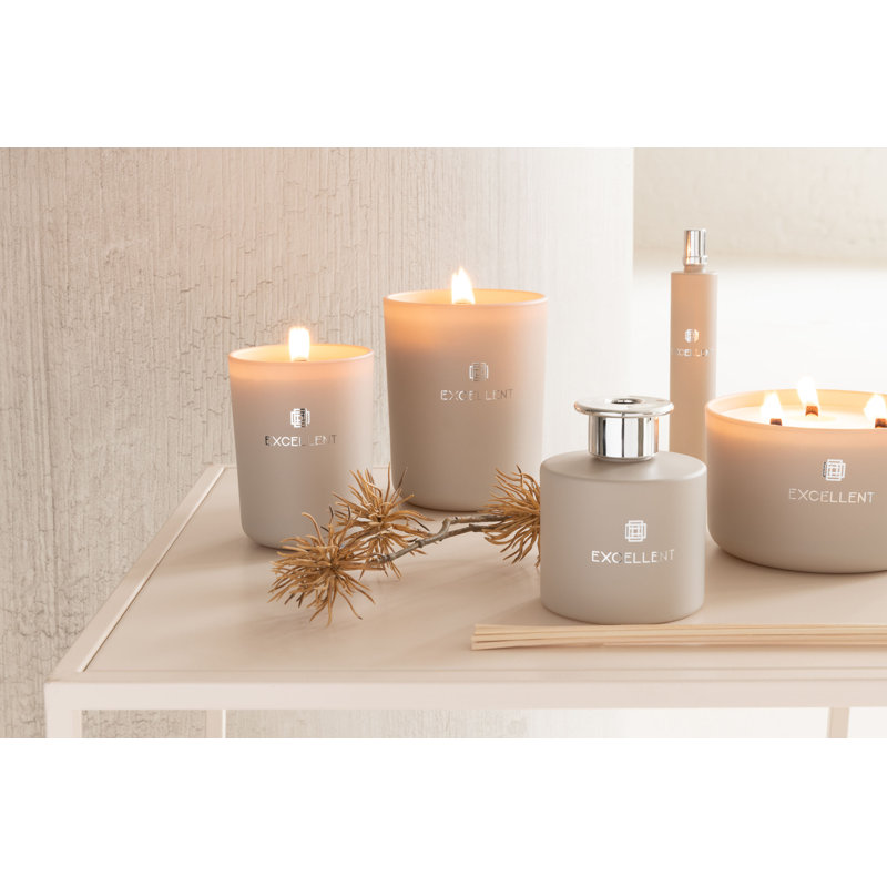 Seasonal Glass Jar Candle with Holder, Beige
