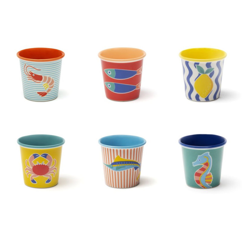 Excelsa set of 6 espresso cups Corfu' porcelain 9 cl
