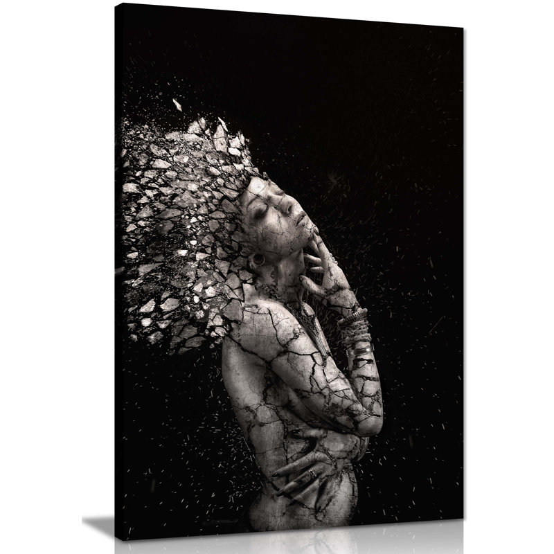 Shattered Naked Woman - Wrapped Canvas Art Prints, 46cm H x 31cm W, Wrapped Canvas