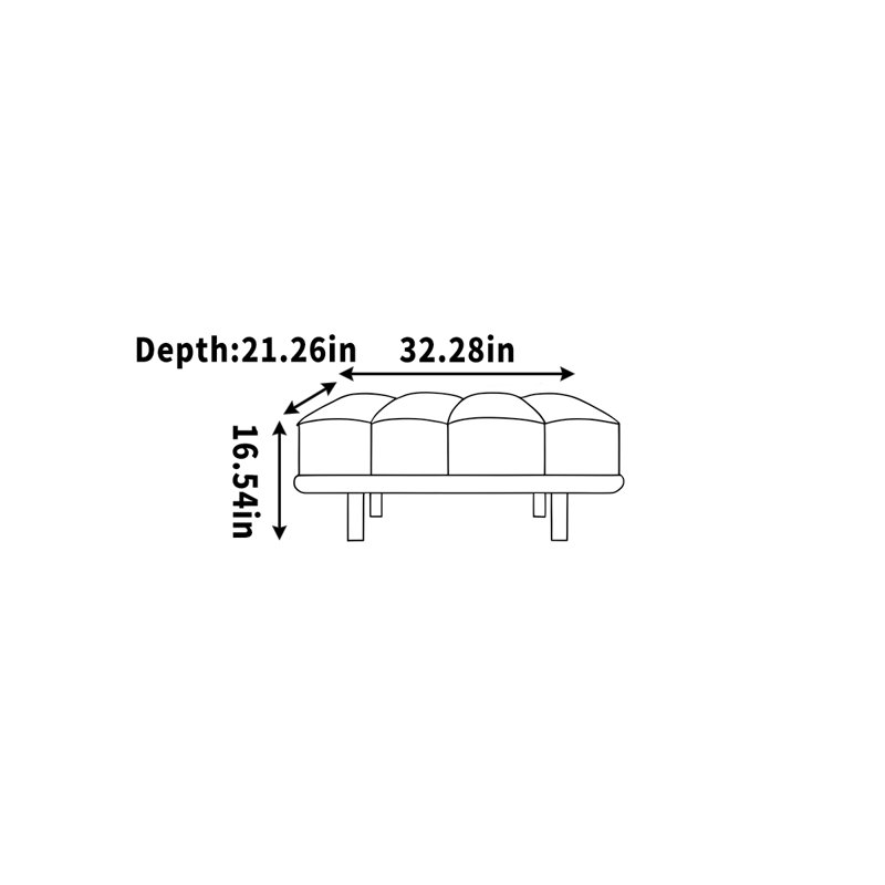 Tabouret de banquette en cuir, H 16,54 po x l 32,28 po x P 21,26 po