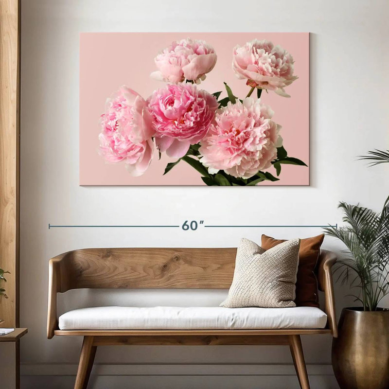 Bouquet de pivoines roses, H 32 po x l 48 po