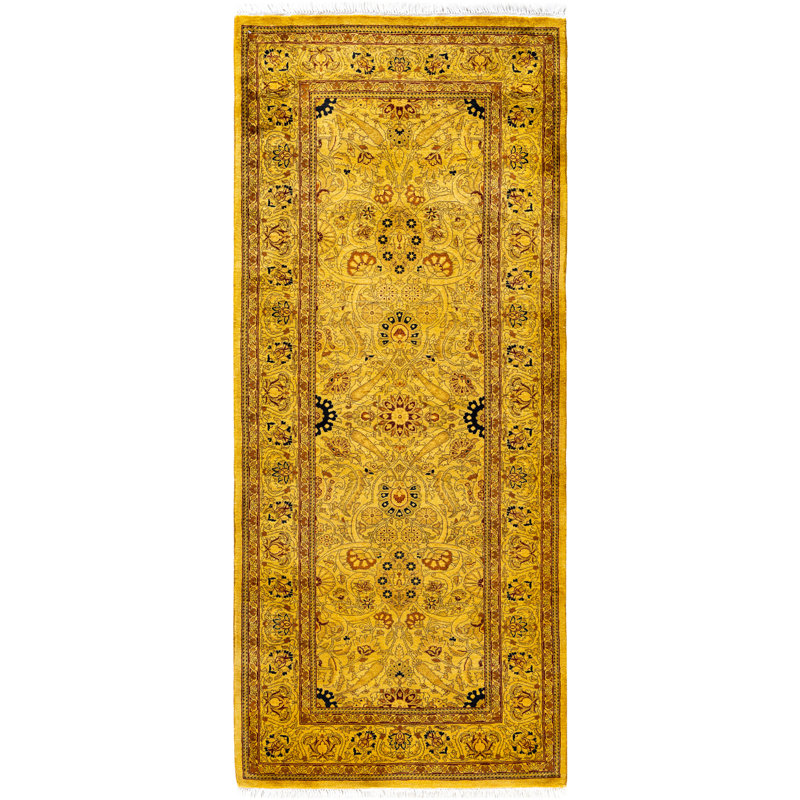 Overdyed Hand-Knotted Wool Modern-Contemporary Gold Runner 2' 7" x 6' 2"