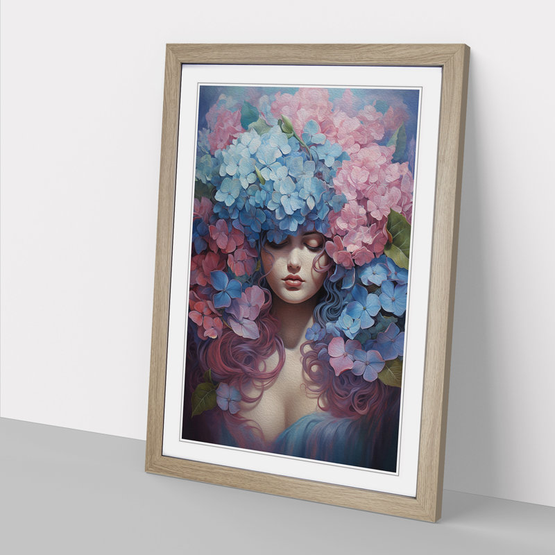 Hydrangea Symbolism - Framed Print, 34cm H x 25cm W x 2cm D, Oak Framed