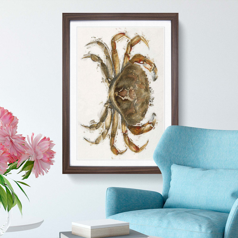 Rock Crab by J.E. De Kay - Picture Frame Painting Print, Walnut Framed, 65cm H x 48cm W x 2cm D