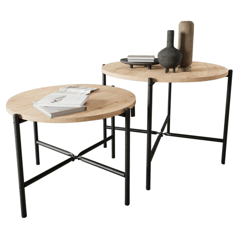 Princetta Solid Wood Coffee Table, Black Marble