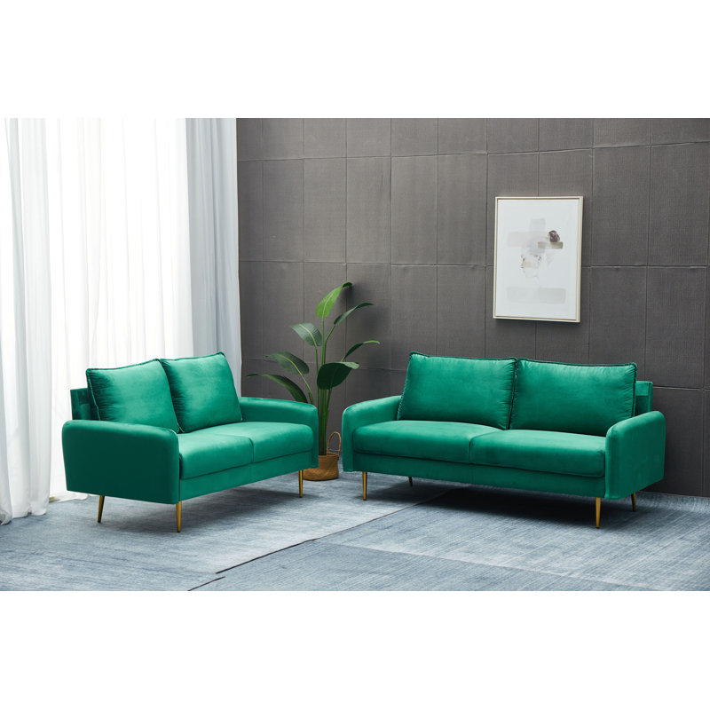 Ensemble de salon 2 pièces en velours, Velours vert