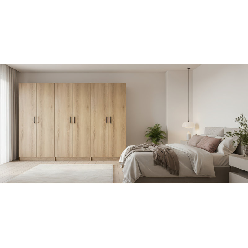 Armoire de rangement polyvalente en chêne Modex (ensemble de 3 pièces), H 70,9 po x l 94,5 po x P 15,7 po, Chêne