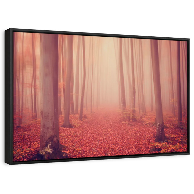Nature «Foggy Red Forest Canvas Print», H 25 po x l 37 po