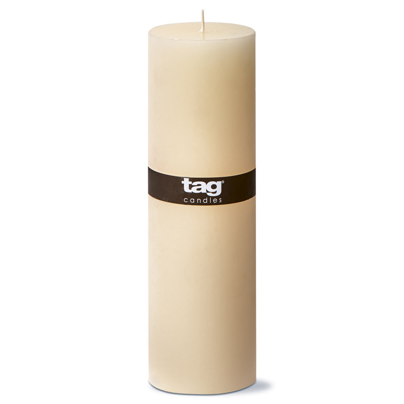 Bougie cylindrique sans parfum, L 10 po x l 3 po, 1, Ivoire ivoire