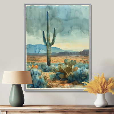 Cactus vert et gris, désert, rêve I - art mural floral cactus