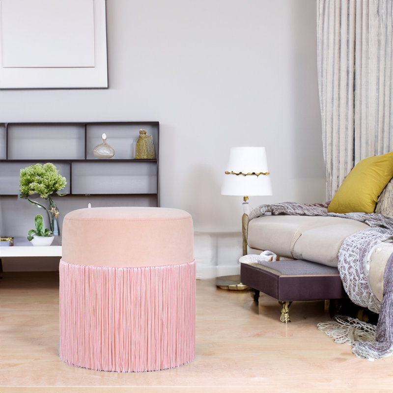 Modern Velvet Pouffe, Pink, 15.7 x 17.7 inches | 100% Velvet Fabric, 2.4-inch Thick Orthopedic Sponge (35 DNS) | PVC Coated Hidden Legs, 330 lbs Weight Capacity | Stylish Accent for Home & Office Decor