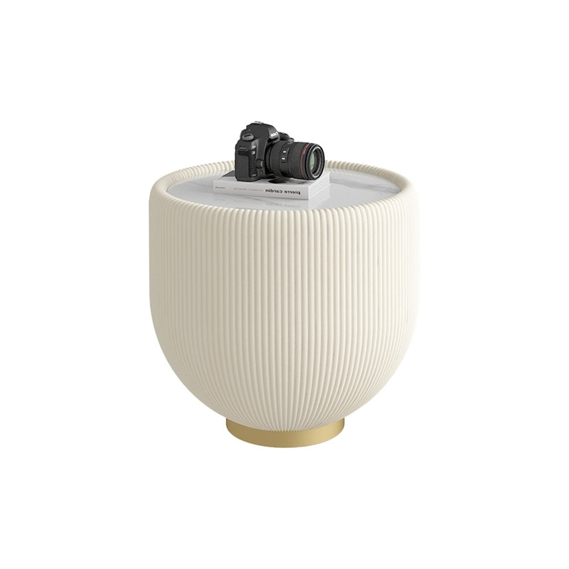 Table basse d'appoint moderne en cuir PU, Does Not Apply, White Marble / Beige, 16.93" H x 19.69" W x 19.69" D