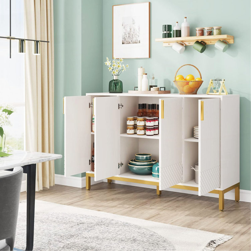 Buffet 59,74 "de luxe avec rangement et portes géométriques