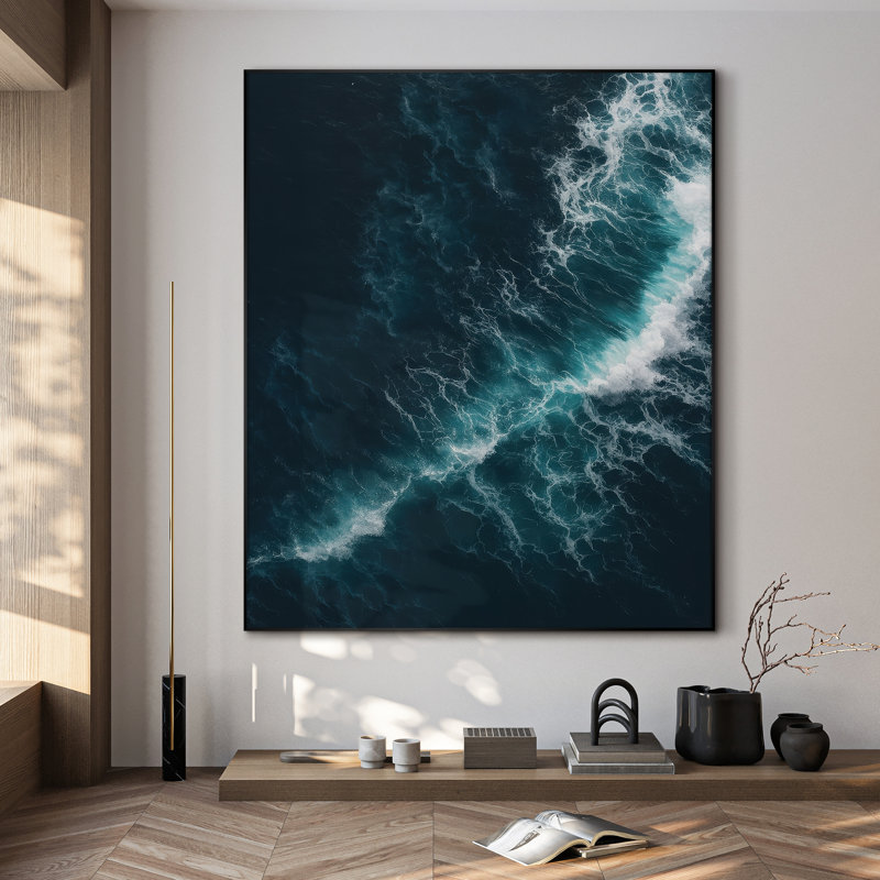 Très grande reproduction d'art sur toile - Paysage côtier de Ocean Beach, H 46 po x l 36 po