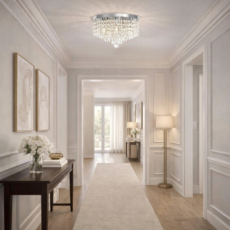 Lustre 5 lumières en cristal 15 "Glam, Chrome chrome