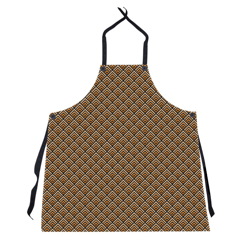Tablier de motif géométrique classique, Noir / Orange