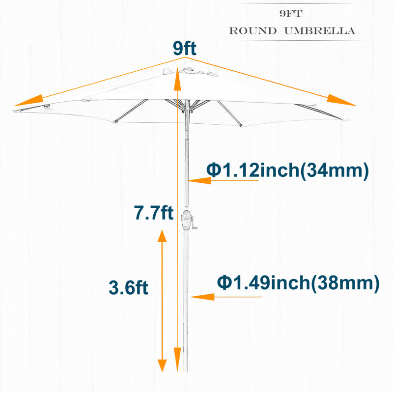 9FT UMBRELLA Ice Pattern + Blue, Navy