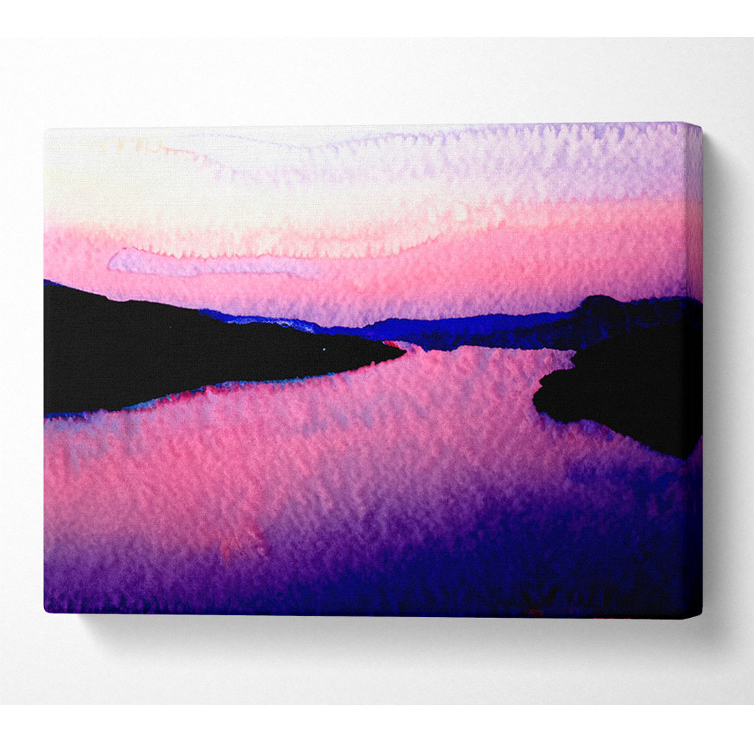 Pink Mountain Lake - Kunstdrucke auf Segeltuch