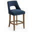 Ensemble de 2 tabourets de bar contemporains avec dossier incurvé et pieds en bois pour îlot de cuisine-129604021