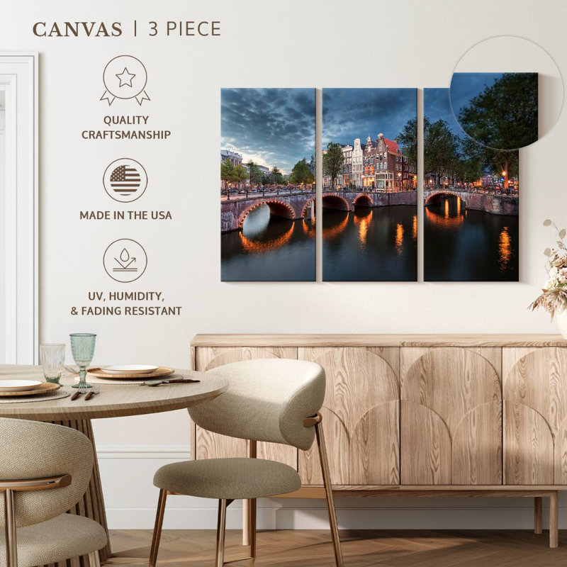 Amsterdam Bridge Canals, 36" H x 57" W
