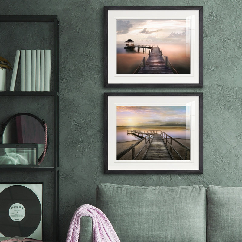 Reproduction de photo sur toile, Papier avec cadre argenté, Blanc mat