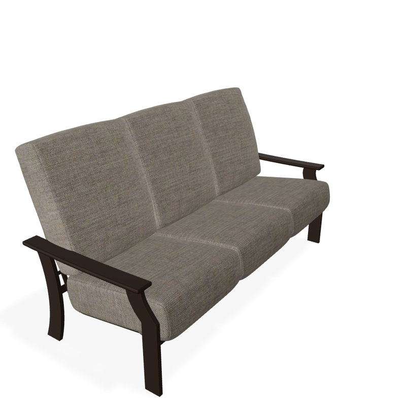 St. Catherine 74'' Wide Patio Sofa with Cushions, Kona, Cast Ash Sunbrella® Plainweave