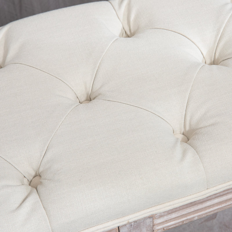Mae Polyester Blend Upholstered Storage Bench, Cream White