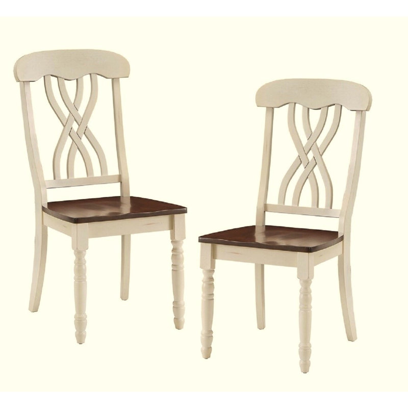 Ensemble de chaises de salle à manger en bois de babeurre et de chêne style campagnard 2 pièces