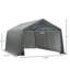Tente de rangement robuste 12 pi x 20 pi, abri d'auto portatif avec housse en polyéthylène anti-UV et portes à double fermeture à glissière, gris