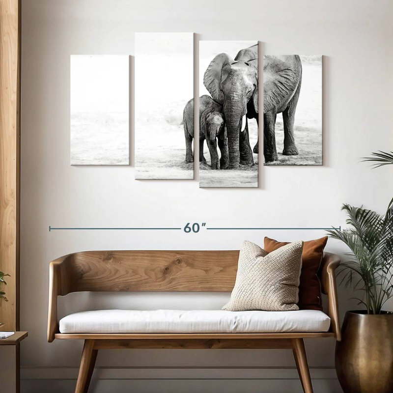 Cuddling Elephants, 32" H x 52" W