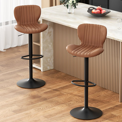 Tabouret de bar réglable avec repose-pieds, tabouret de comptoir pivotant à 360 ° en métal, ensemble de 2