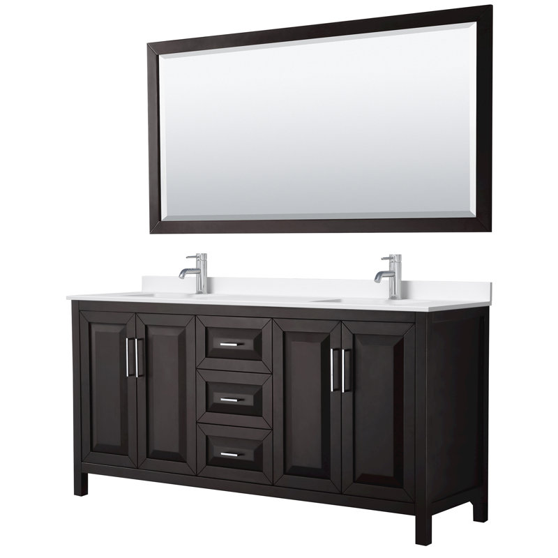 Daria 72'' W Vanity, Brown, Polished Chrome, Giotto Quartz