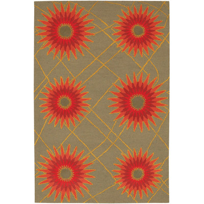 Tapis floral rouille / beige touffeté à la main Floral