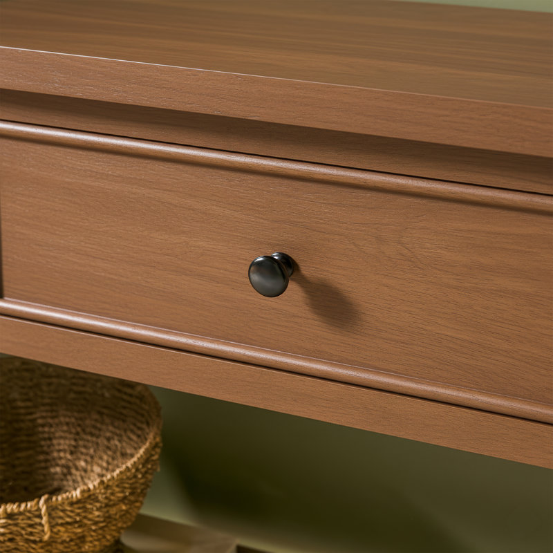 Modern Entry Table with Drawer Storage, Medium Brown Oak