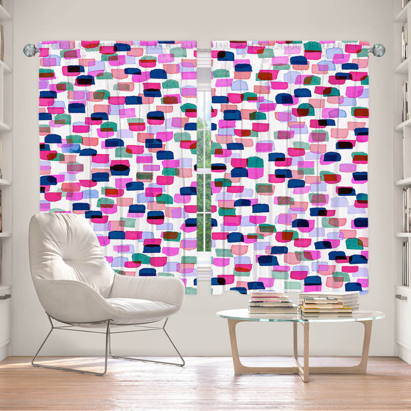 Rideau en polyester, L 56 po x L 78 po, Fuchsia / rose / bleu