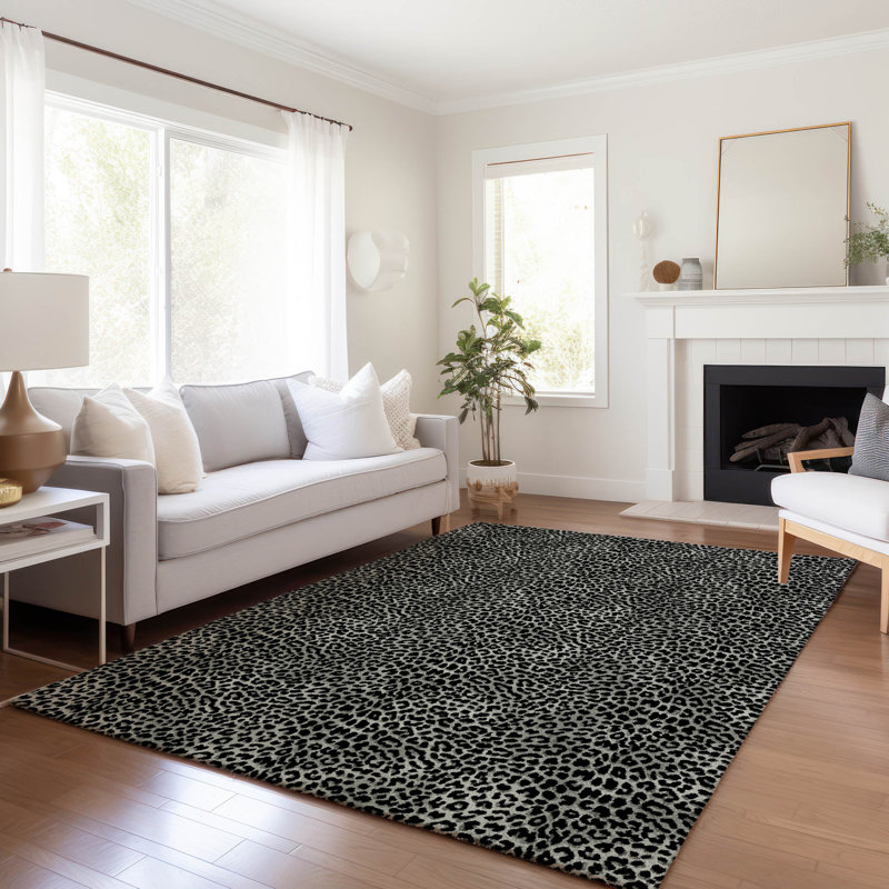Premium Machine Washable Kishonna AMF43 Shadow Rug, Rectangle 3' x 5'